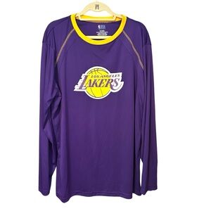 NBA Apparel Los Angeles Lakers Warm Up Long Sleeve Jersey Shirt Purple Yellow XL